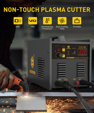 HVC6000II Plasma Cutter with Built-In Air Compressor 220V Contact Pilot ARC Air Plasma Cutting Machine Digital Display DC Inverter IGBT Clean Cutting Machine Equipment